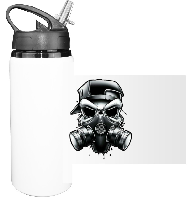 Sport Water Bottle - Skull And Gas Mask - Mfest