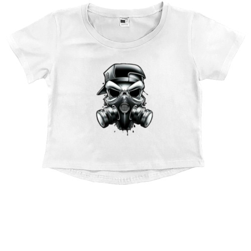 Kids' Premium Cropped T-Shirt - Skull And Gas Mask - Mfest