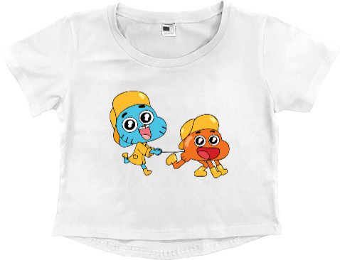 Women's Cropped Premium T-Shirt - gumball and darwin 2 - Mfest