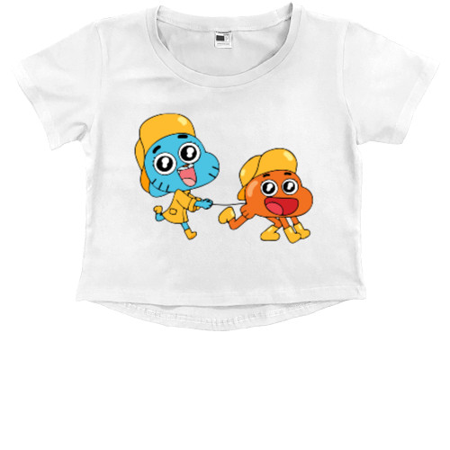 Kids' Premium Cropped T-Shirt - gumball and darwin 2 - Mfest