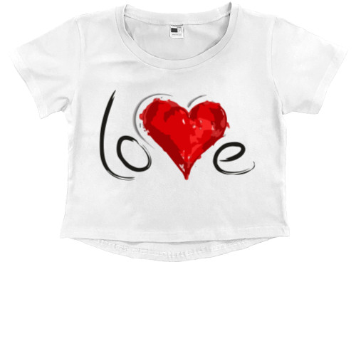 Kids' Premium Cropped T-Shirt - love - Mfest