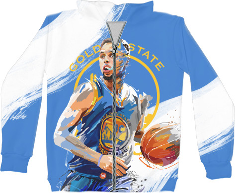 Kids' Zip-through Hoodie 3D - GOLDEN STATE WARRIORS [GSW] (2) - Mfest