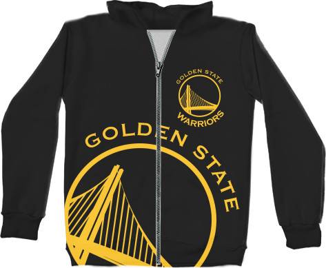 Kids' Zip-through Hoodie 3D - GOLDEN STATE WARRIORS [GSW] (3) - Mfest