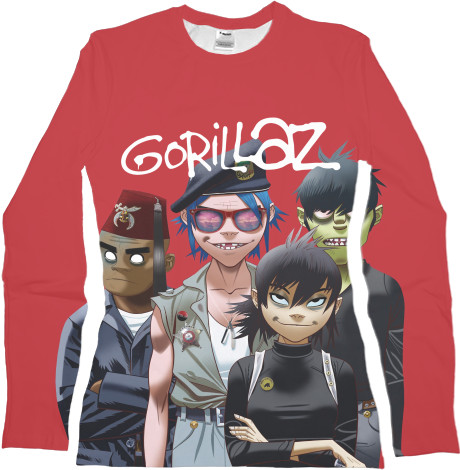 Футболка з Довгим Рукавом Жіноча 3D - Gorillaz (4) - Mfest