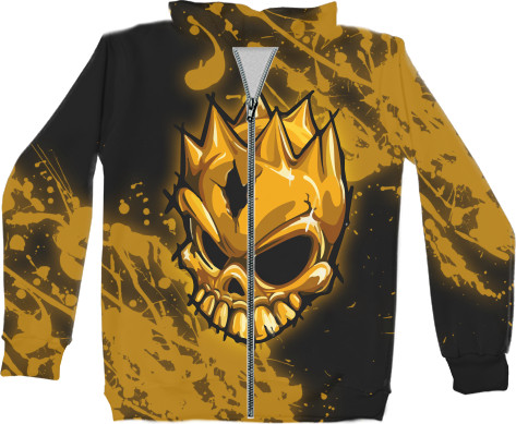 Unisex Zip-through Hoodie 3D - STANDOFF 2 [GOLD SKULL] 4 - Mfest