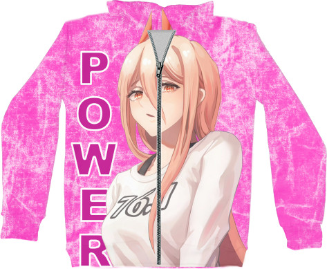 Unisex Zip-through Hoodie 3D - CHAINSAW MAN POWER - Mfest