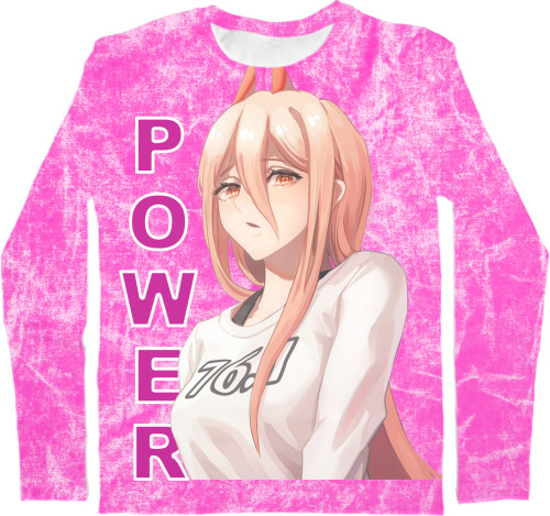 Kids' Longsleeve Shirt 3D - CHAINSAW MAN POWER - Mfest