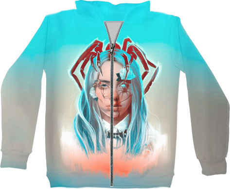 Kids' Zip-through Hoodie 3D - Billie Eilish (16) - Mfest