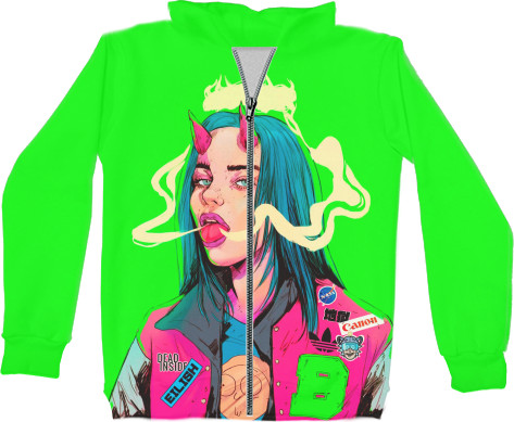 Unisex Zip-through Hoodie 3D - Billie Eilish (13) - Mfest