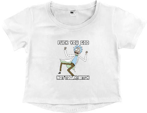 Women's Cropped Premium T-Shirt - Rick and God - Mfest