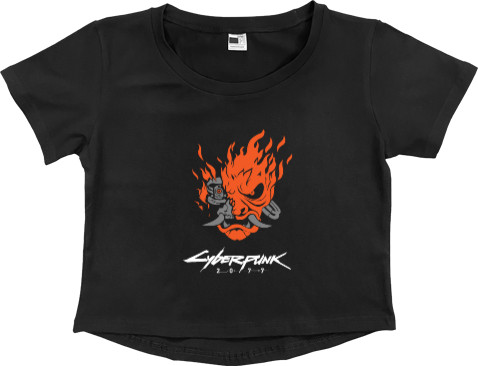 Women's Cropped Premium T-Shirt - Cyberpunk 2077 3 - Mfest