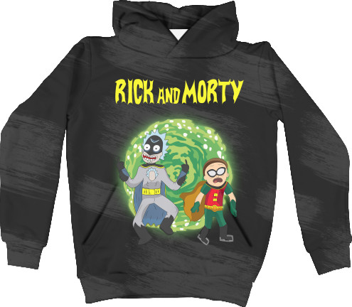 Kids' Hoodie 3D - Рик и Морти (Бэтмен) - Mfest