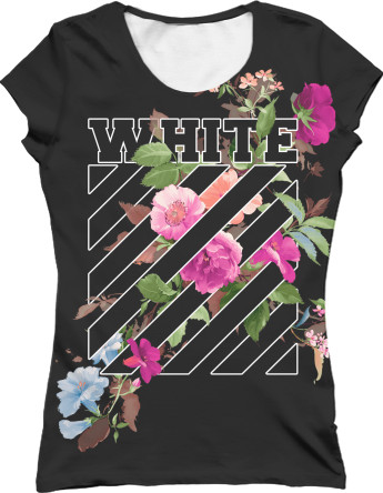 Off-White - Women's T-Shirt 3D - Off-White (Flowers) - Mfest