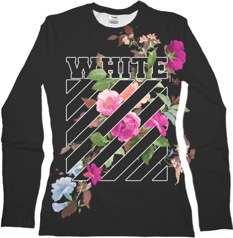 Women's Longsleeve Shirt 3D - Off-White (Flowers) - Mfest