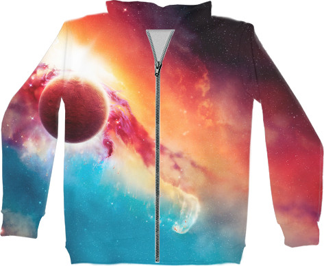 Kids' Zip-through Hoodie 3D - Space (космос) 2 - Mfest