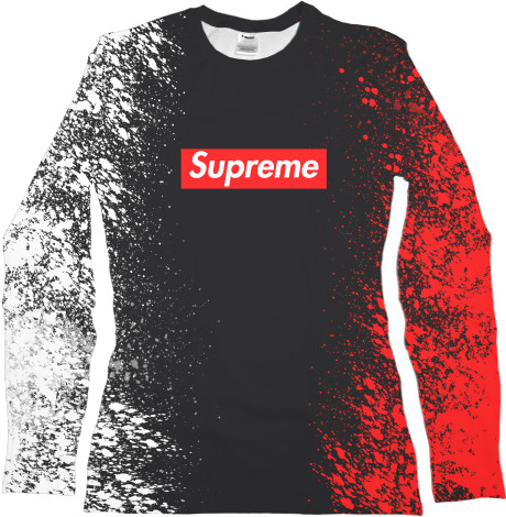 Women's Longsleeve Shirt 3D - Supreme (Red and white paint) - Mfest