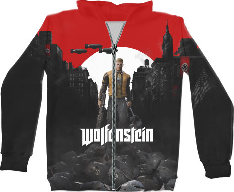 Unisex Zip-through Hoodie 3D - Wolfenstein (Вольфенштейн) - Mfest