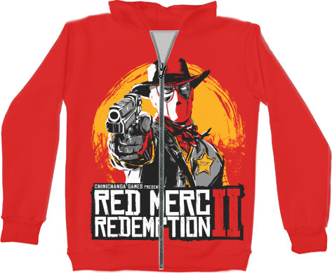 Kids' Zip-through Hoodie 3D - Red Dead Redemption 2 (DeadPool) - Mfest