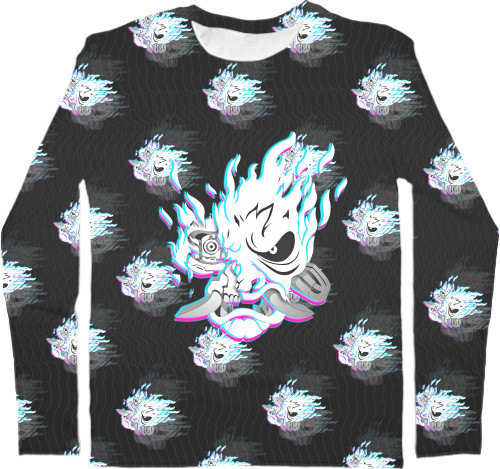 Kids' Longsleeve Shirt 3D - Cyberpunk 2077 neon samurai glitch - Mfest