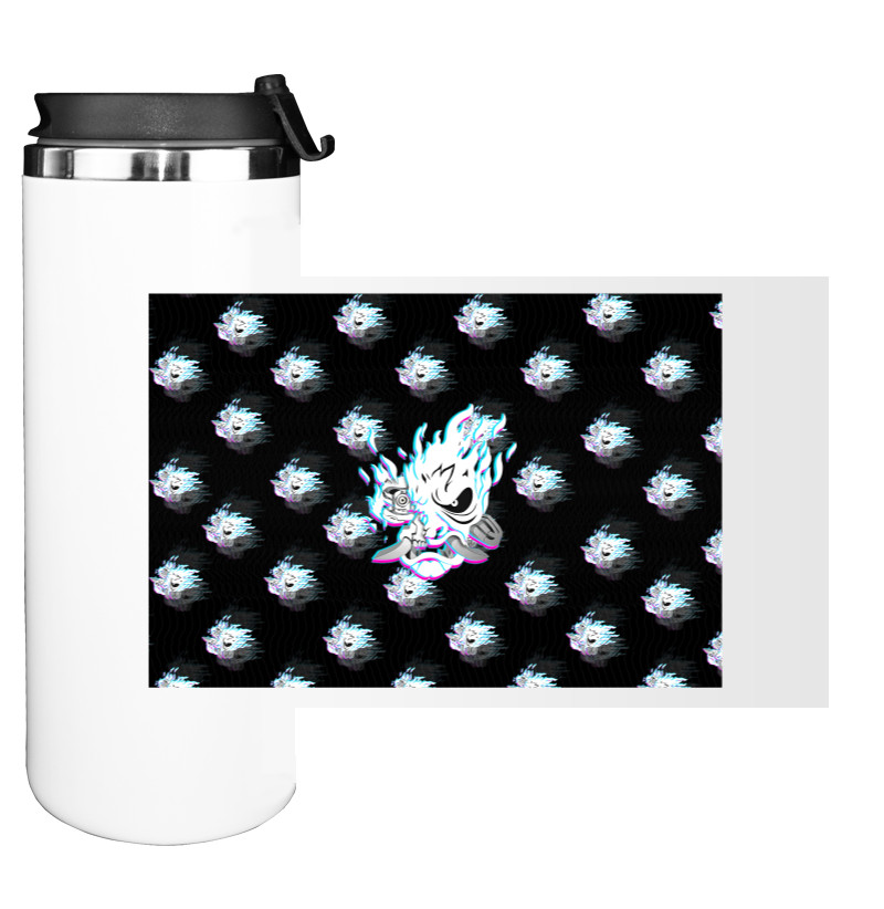 Water Bottle on Tumbler - Cyberpunk 2077 neon samurai glitch - Mfest