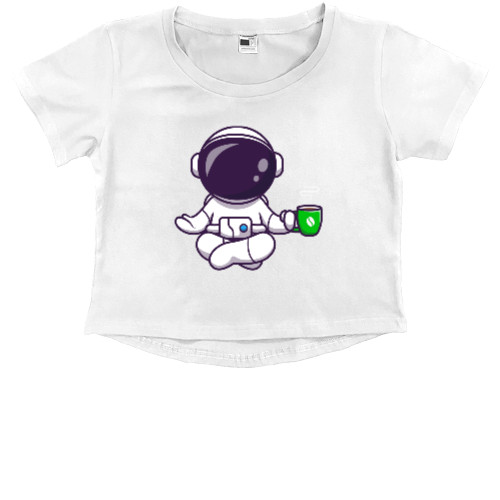 Kids' Premium Cropped T-Shirt - Кофе Астронавт - Mfest