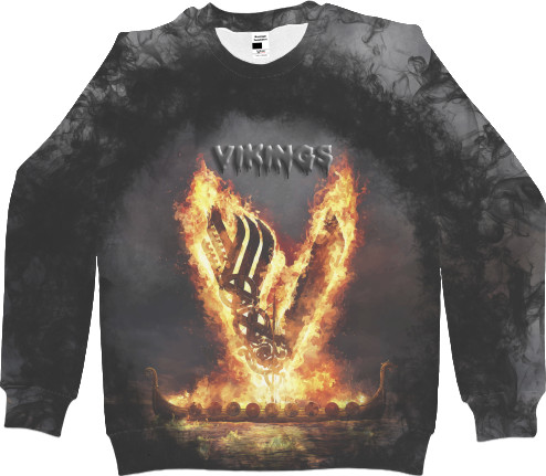 Men's Sweatshirt 3D - Викинги Огонь - Mfest