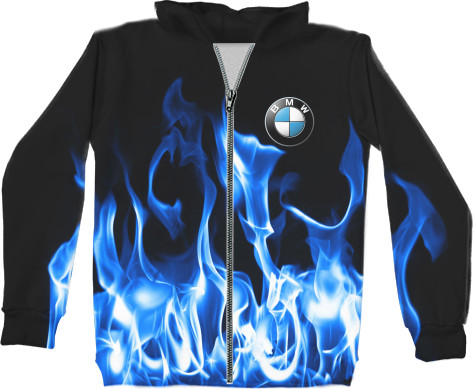 Kids' Zip-through Hoodie 3D - BMW fire - Mfest