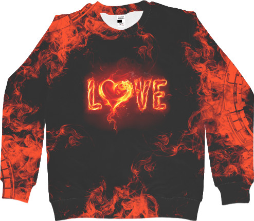 Men's Sweatshirt 3D - Fire love - Mfest