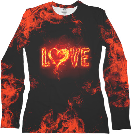 Women's Longsleeve Shirt 3D - Fire love - Mfest