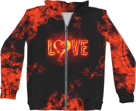 Unisex Zip-through Hoodie 3D - Fire love - Mfest