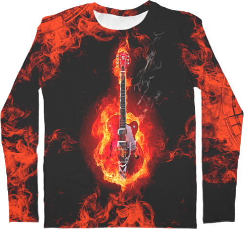 Men's Longsleeve Shirt 3D - Огненная гитара - Mfest