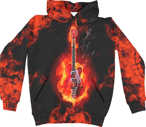 Unisex Hoodie 3D - Огненная гитара - Mfest