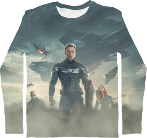 Men's Longsleeve Shirt 3D - Капитан Америка Топ - Mfest