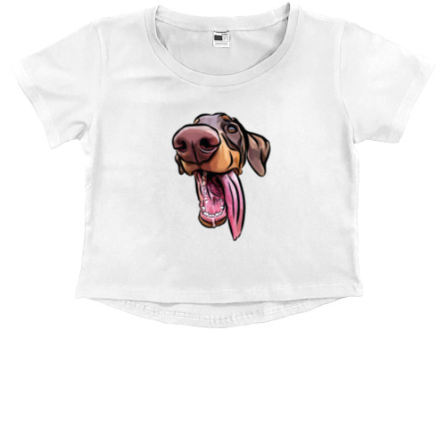 Kids' Premium Cropped T-Shirt - Такса з язиком - Mfest