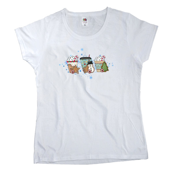 Women's T-shirt Fruit of the loom - Новорічні стаканчики - Mfest