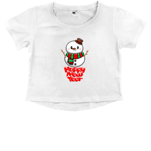 Kids' Premium Cropped T-Shirt - СНІГОВІК НОВОРІЧНИЙ - Mfest