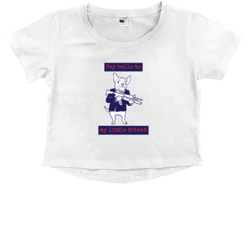 Kids' Premium Cropped T-Shirt - Say hello to my little friend - Mfest