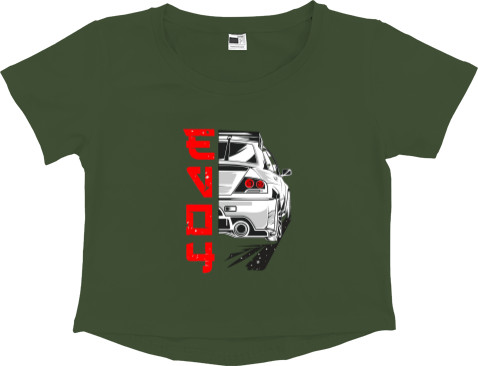 Women's Cropped Premium T-Shirt - Mitsubishi Lancer Evolution 4 - Mfest