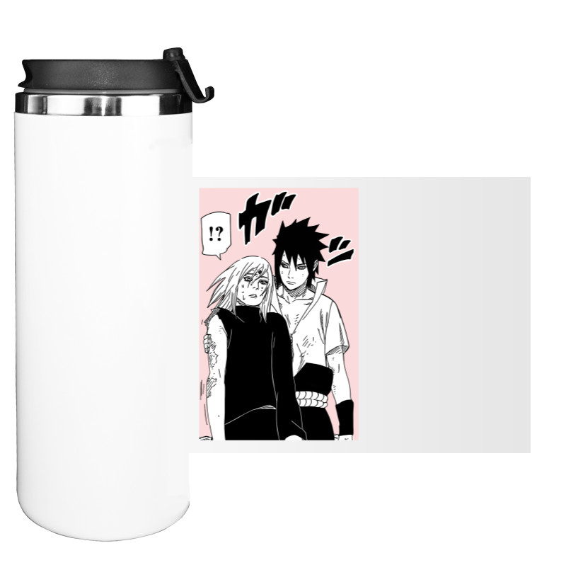 Water Bottle on Tumbler - Саске и Сакура арт - Mfest