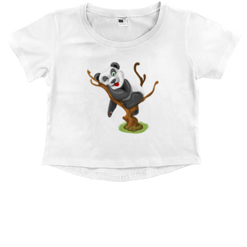 Kids' Premium Cropped T-Shirt - Панда на дереве - Mfest