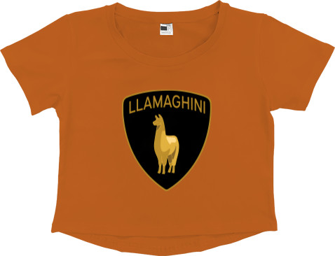 Women's Cropped Premium T-Shirt - LLAMAGHINI - Mfest