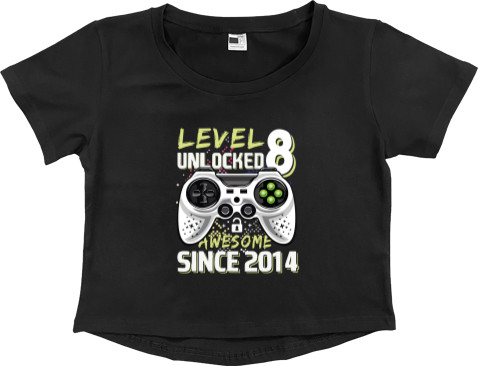 Women's Cropped Premium T-Shirt - Level  Unlocked Awesome Since - Mfest