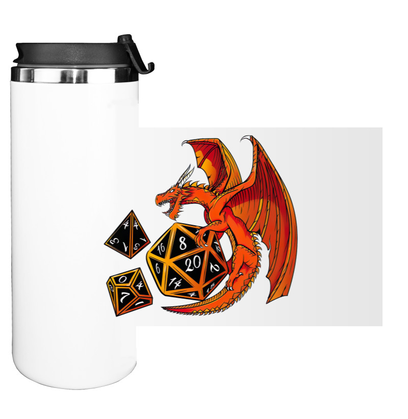 Water Bottle on Tumbler - Dice Dragon - D20, D4, D10 - Mfest