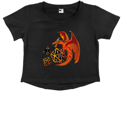 Kids' Premium Cropped T-Shirt - Dice Dragon - D20, D4, D10 - Mfest