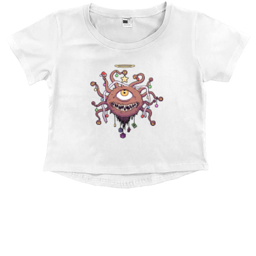 Kids' Premium Cropped T-Shirt - DnD Beholder Christmas Tree - Mfest