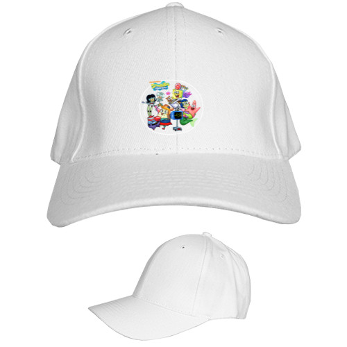 Kids' Baseball Cap 6-panel - Сэнди Чикс, Патрик Стар, Планктон и Карен Сквидвард - Mfest