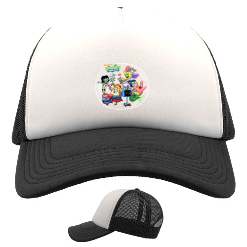 Kids' Trucker Cap - Сэнди Чикс, Патрик Стар, Планктон и Карен Сквидвард - Mfest