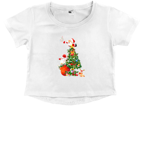 НОВЫЙ ГОД - Kids' Premium Cropped T-Shirt - Дед мороз с подарками - Mfest