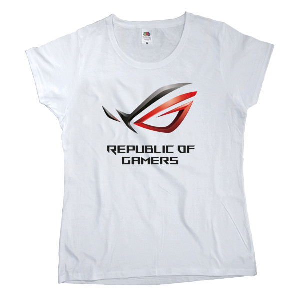 Women's T-shirt Fruit of the loom - Логотип  Republic of Gamers - Mfest