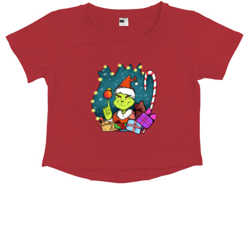 Kids' Premium Cropped T-Shirt - Новогодний Гринч - Mfest